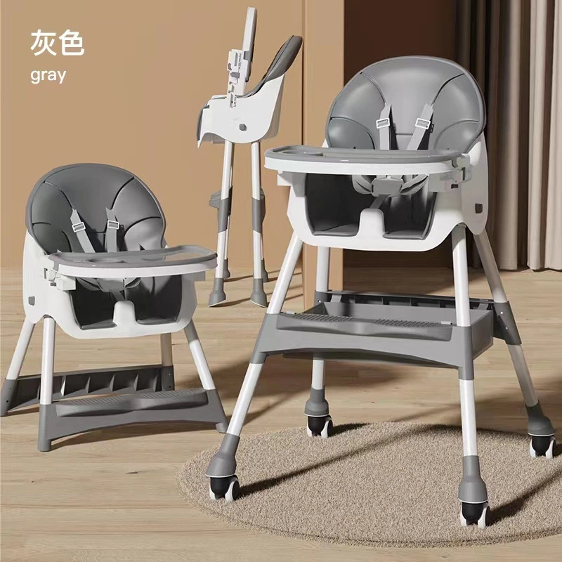Baby High Chair, Multifunctional Infant Dining Seat, Adjustable Toddler Feeding Chair with Removable Tray & Wheels