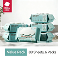Babycare Thick Baby Wipes for Hands & Mouth, Gentle Wet Wipes for Newborns & Kids, 80 Sheets per Pack