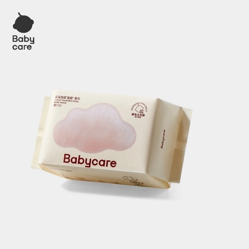 Babycare Baby Facial Cotton Tissue, 80 Sheets, Thickened Disposable Face Cloth for Newborn & Baby Hand and Face