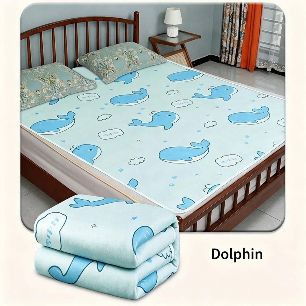 3C Certified Heated Mattress Pad, Dolphin Pattern, Single & Double Size with Dual Zone Temperature Control, Smart Timer for Dorm & Home