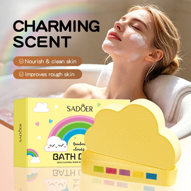 SADOER Cloud‑Shaped Rainbow Bath Bombs 100g