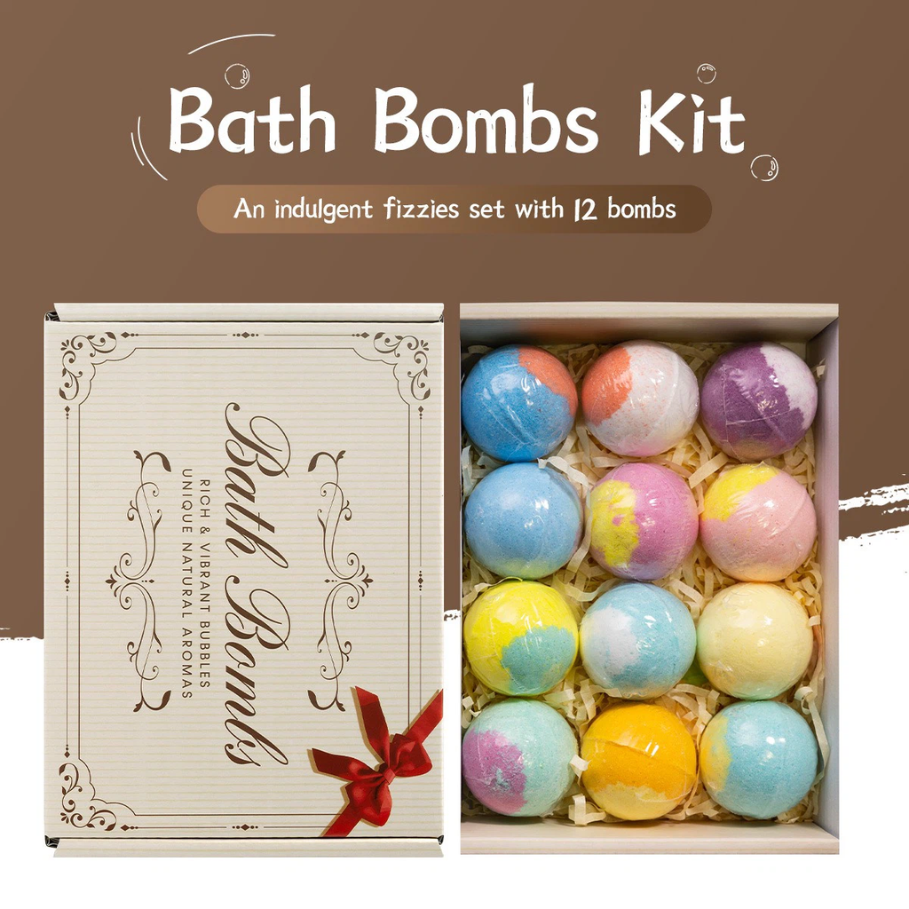 12pcs Bath Bombs Gift Set, Spa Fizzy Bath Balls for Women